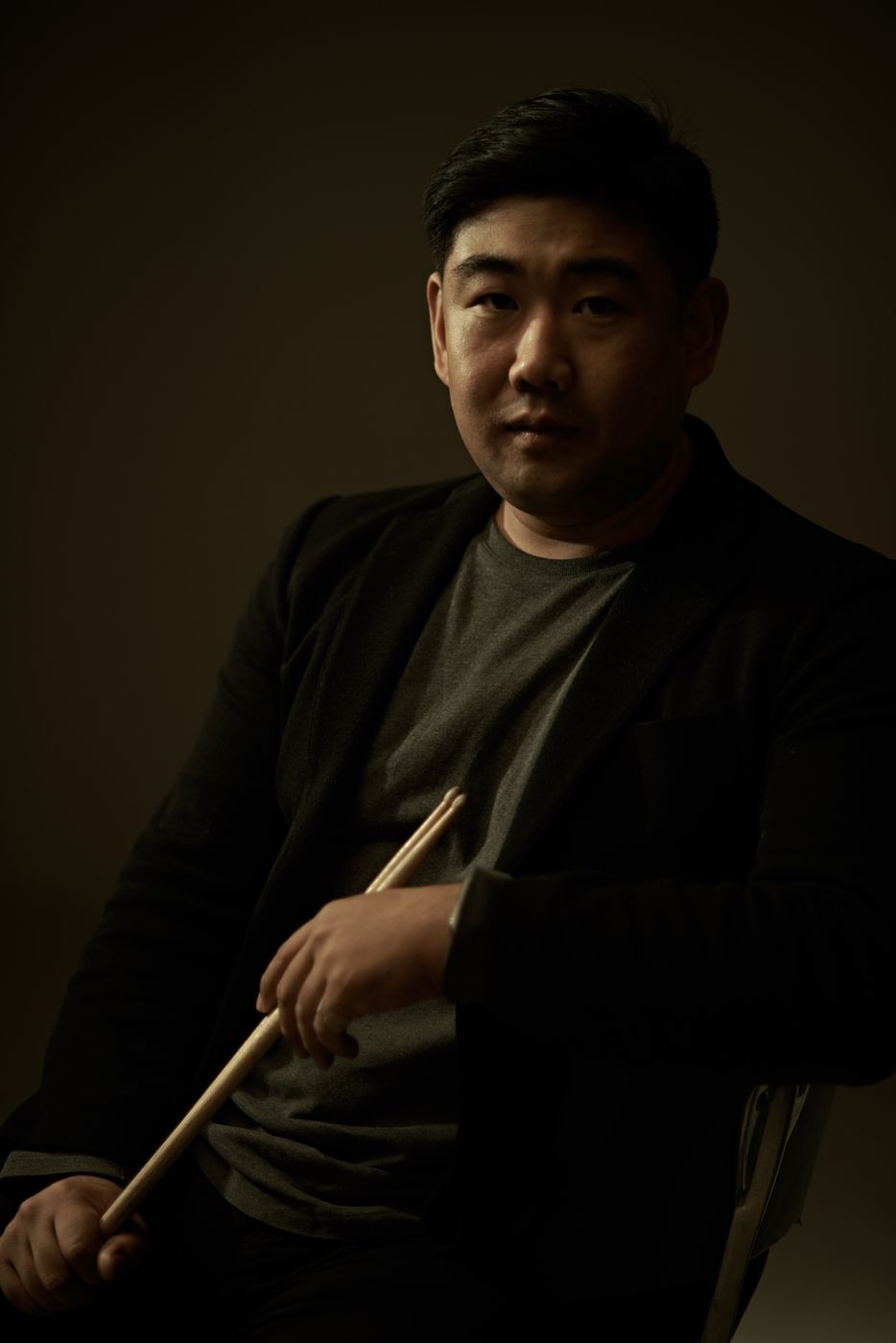 Minchan Kim with drumsticks